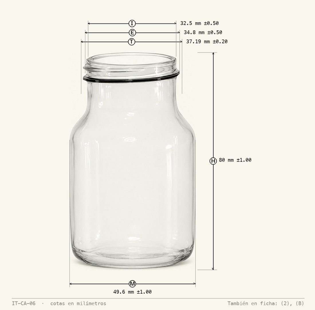 Dimensioned drawing of Packer Bottle 100 mL