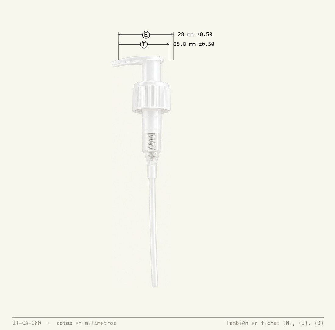 Dimensioned drawing of Translucent Lotion Pump R-28
