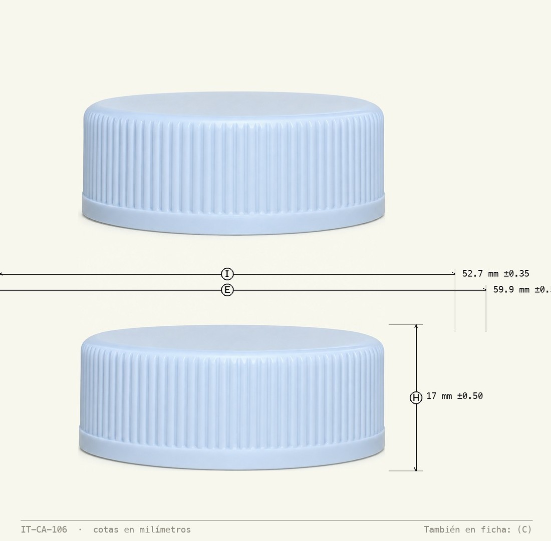 Dimensioned drawing of Child-Resistant Cap R-53