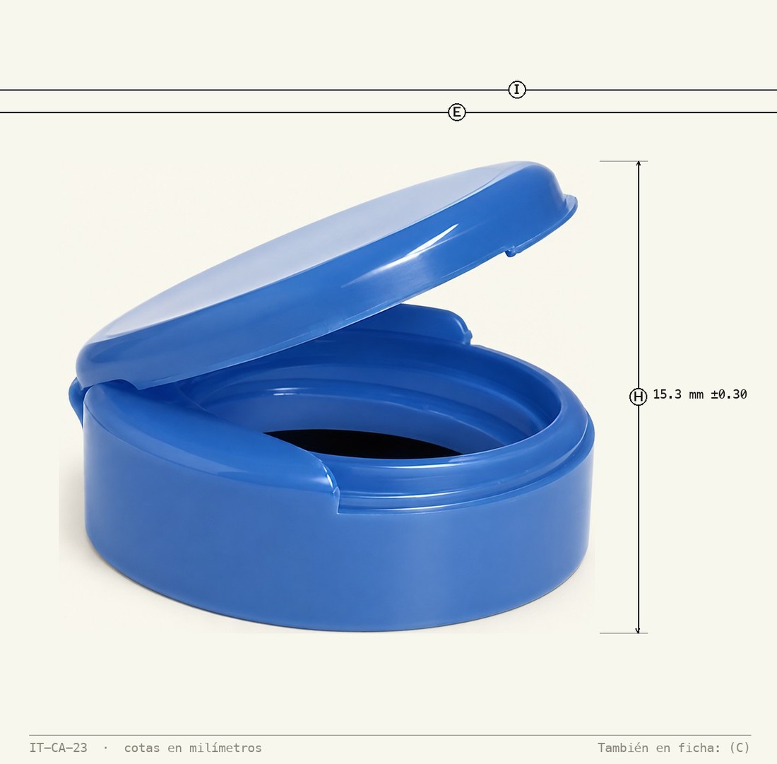 Dimensioned drawing of Flip-Top Cap R-45