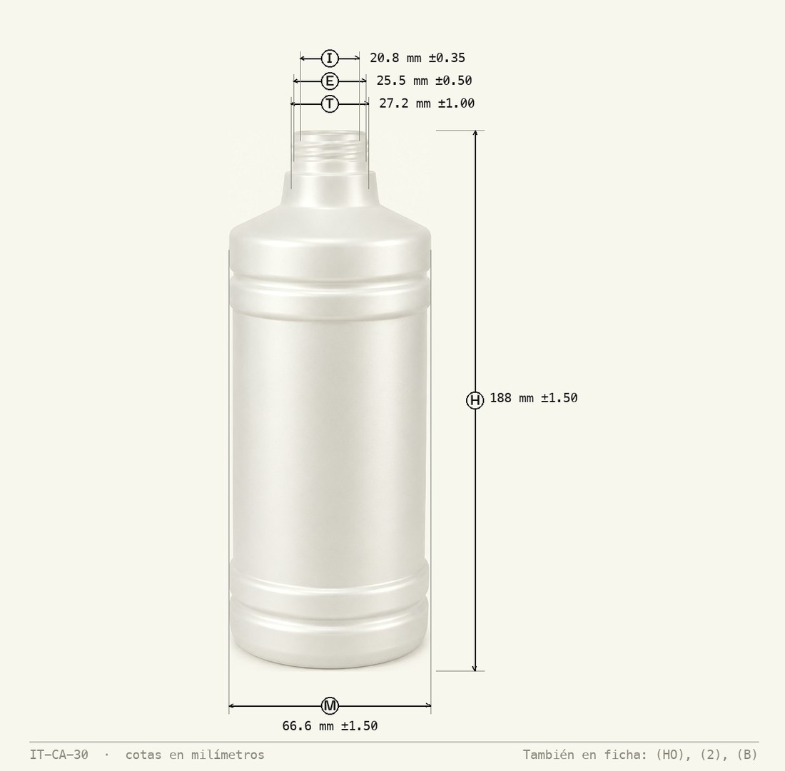 Dimensioned drawing of Cylinder Round 500mL R-28