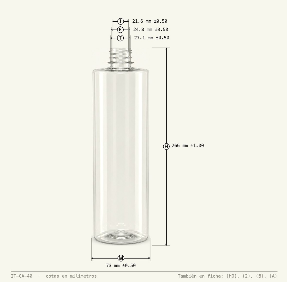 Dimensioned drawing of Boss Bottle 1000 mL R-28