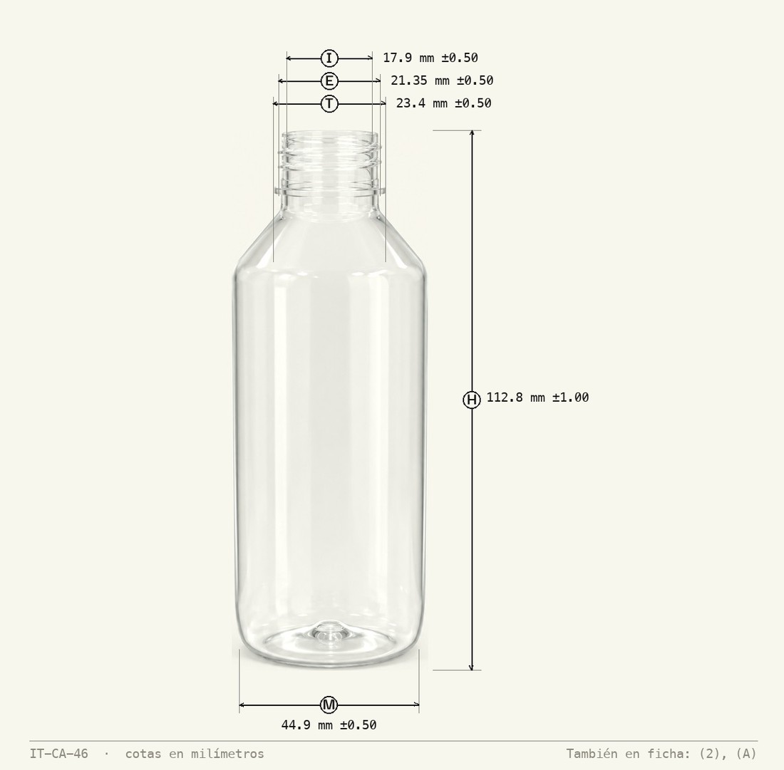 Dimensioned drawing of Oval Syrup Bottle 120 mL R-24