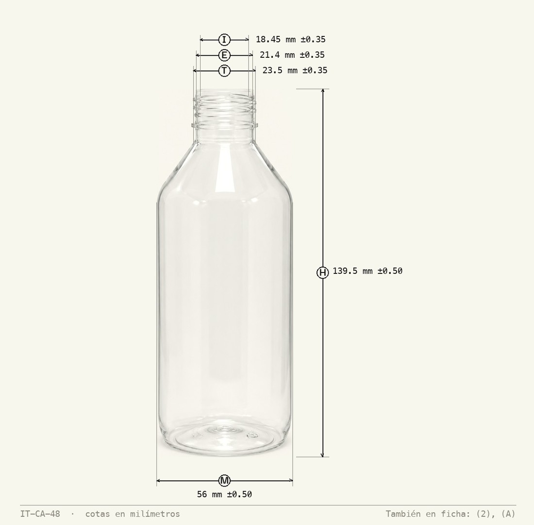 Dimensioned drawing of Oval Syrup Bottle 250 mL R-24
