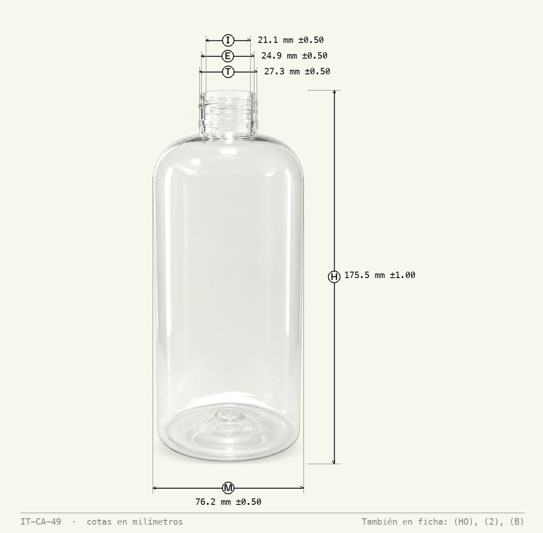 Dimensioned drawing of Hand Soap Bottle 600 mL R-28