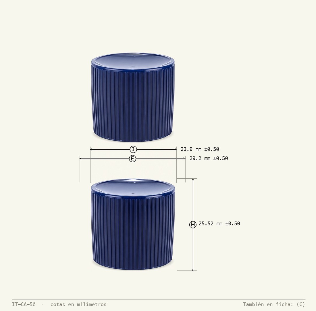 Dimensioned drawing of Acetone Cap R-24
