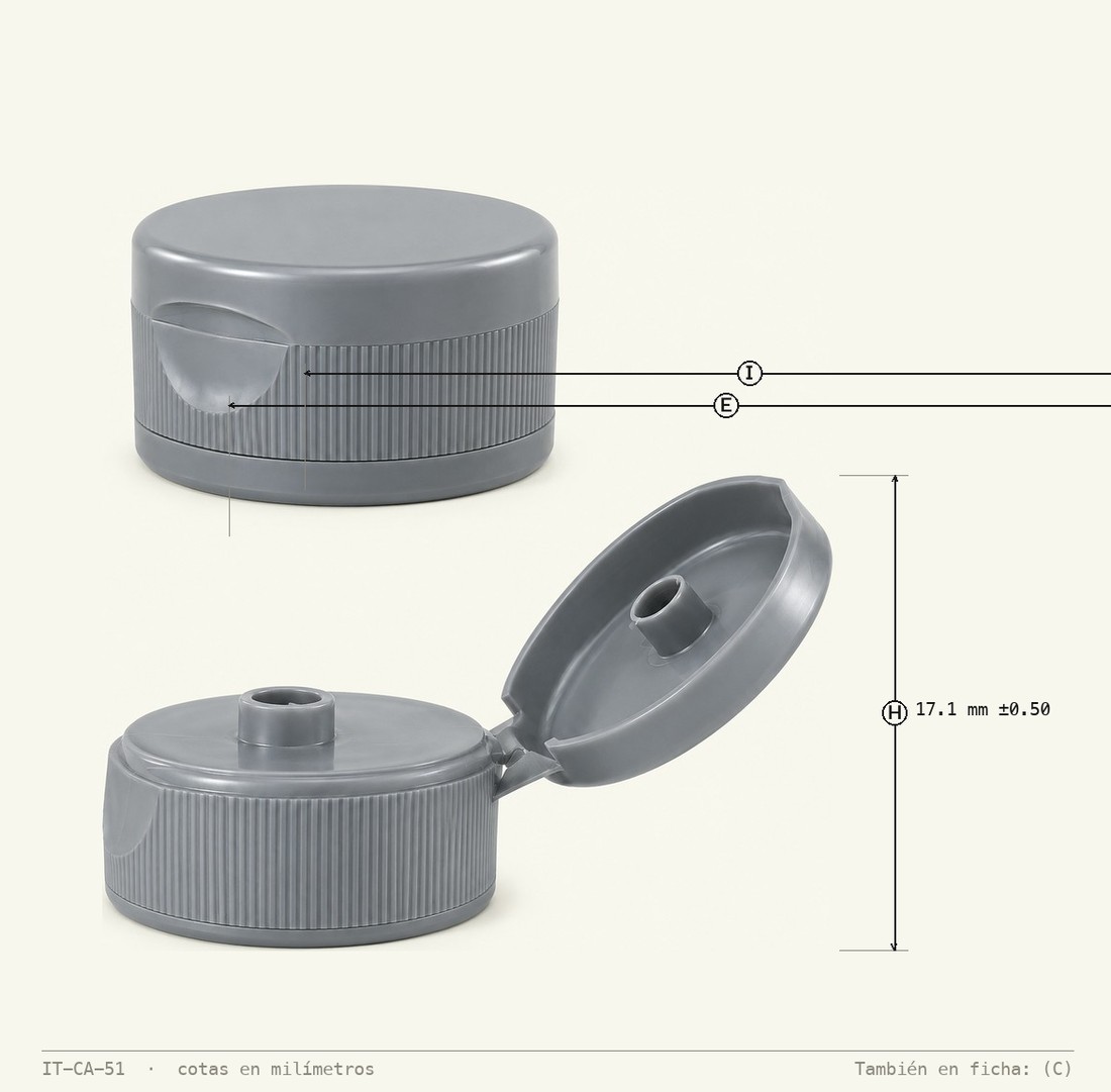 Dimensioned drawing of Honey Flip-Top Cap R-33
