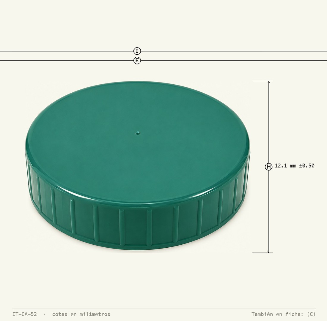 Plano de cotas de Tapa Plana R-50
