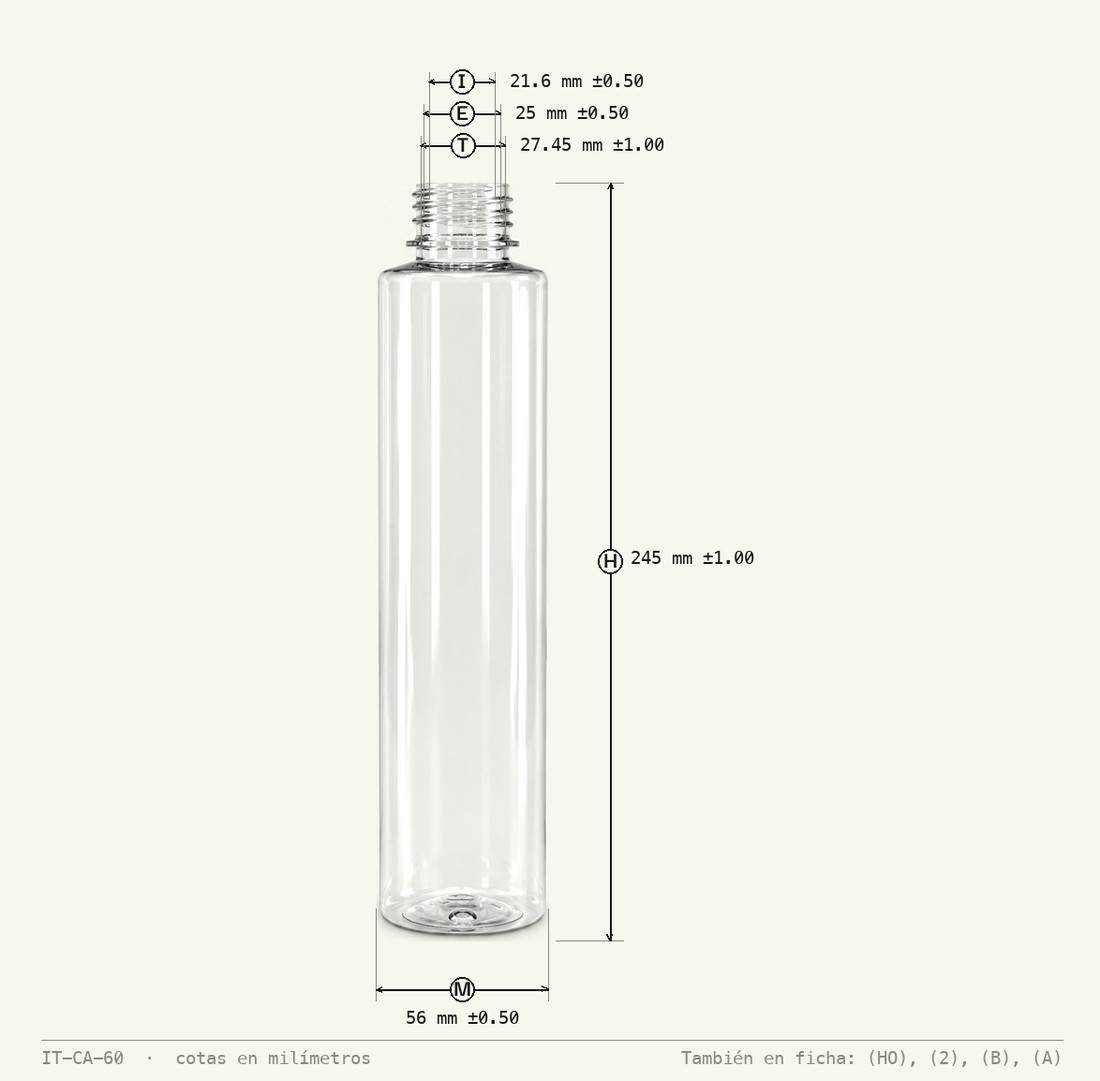 Dimensioned drawing of Boss Bottle 500 mL R-28