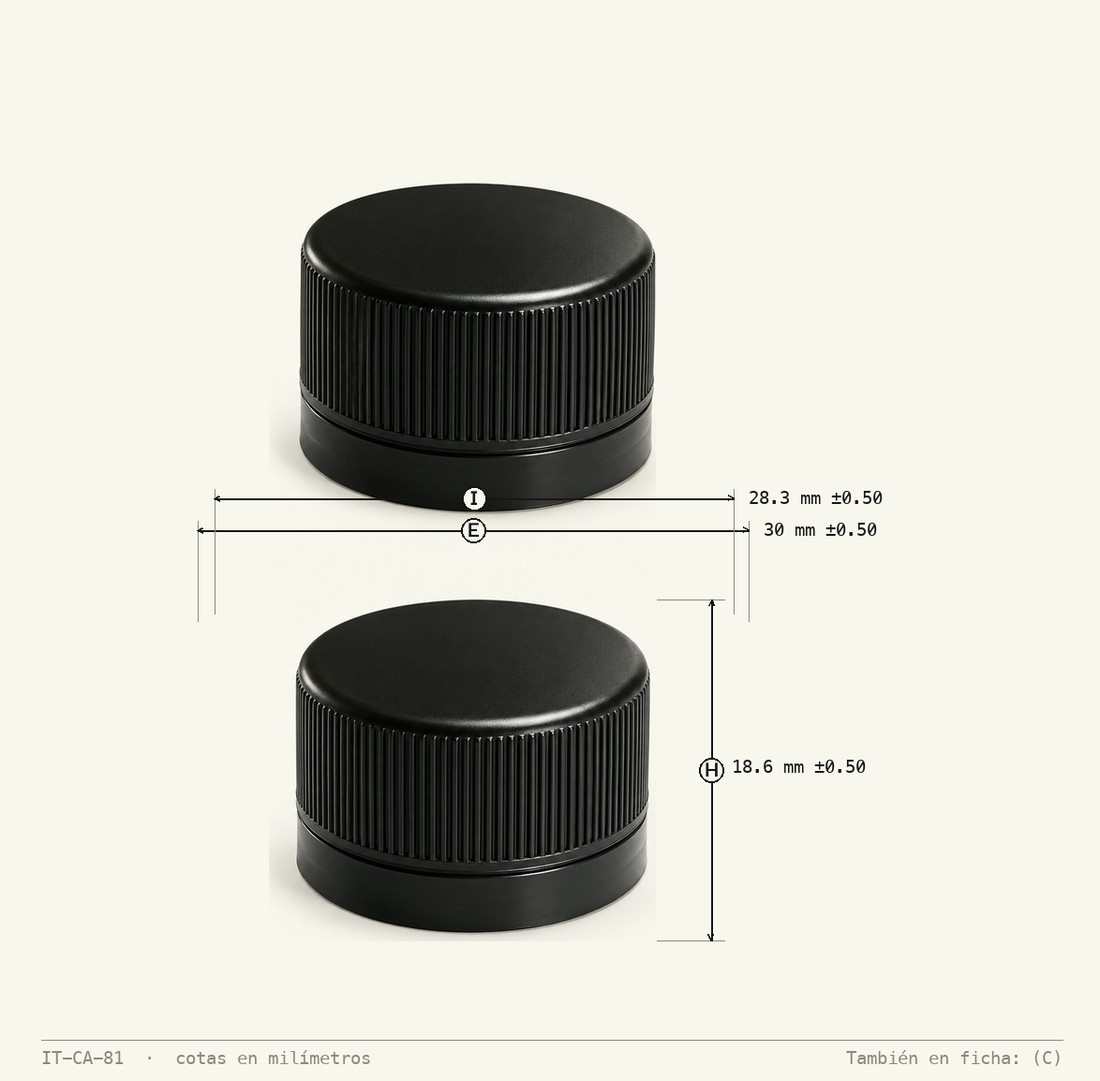 Dimensioned drawing of Long-Neck Cap R-28