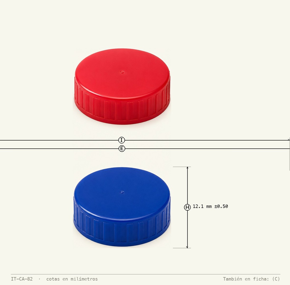 Dimensioned drawing of HDPE Flat Cap R-50