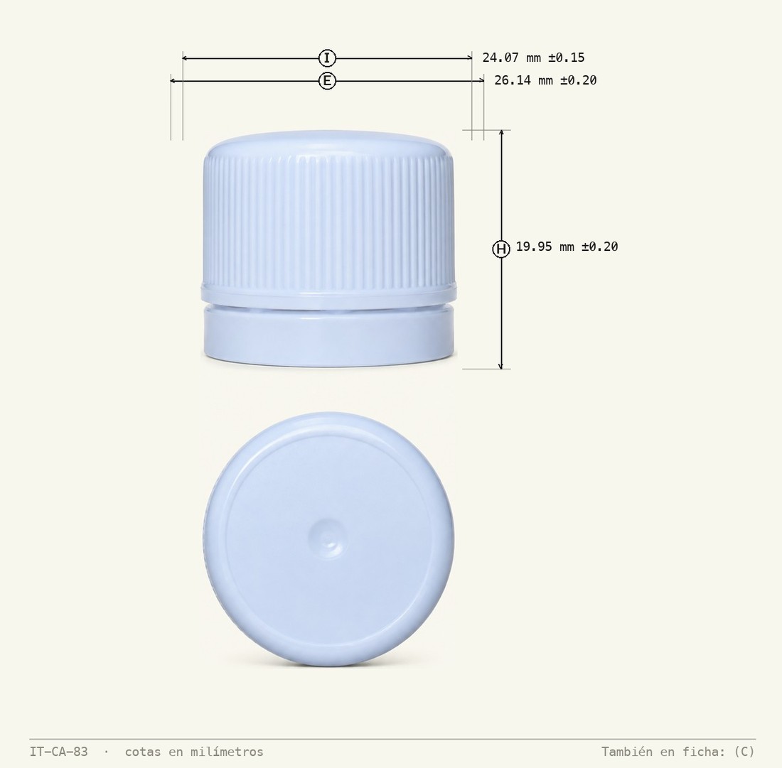 Dimensioned drawing of Tamper-Evident Cap R-24