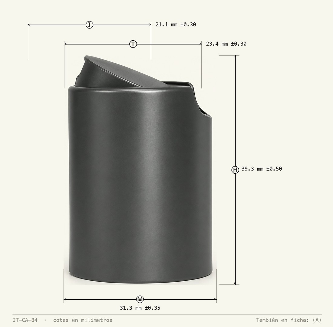 Dimensioned drawing of Disc-Top Cap R-28