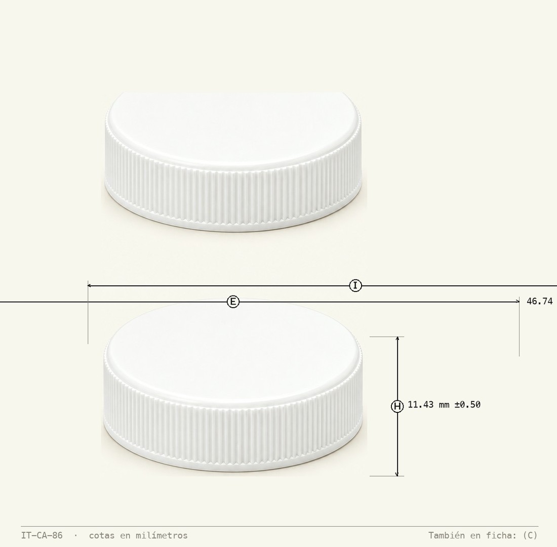 Plano de cotas de Tapa Plana R-45