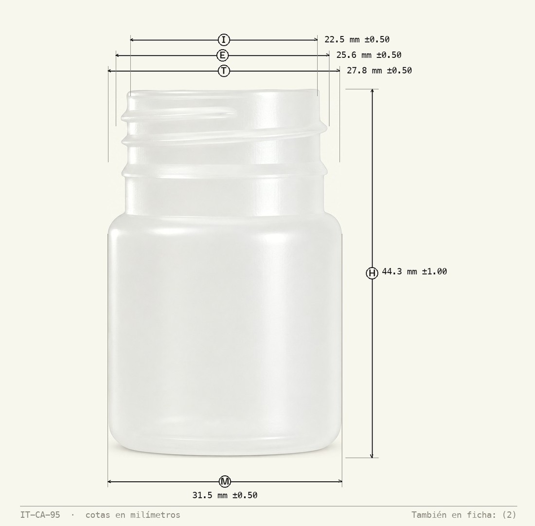 Dimensioned drawing of Jar 16g R-28