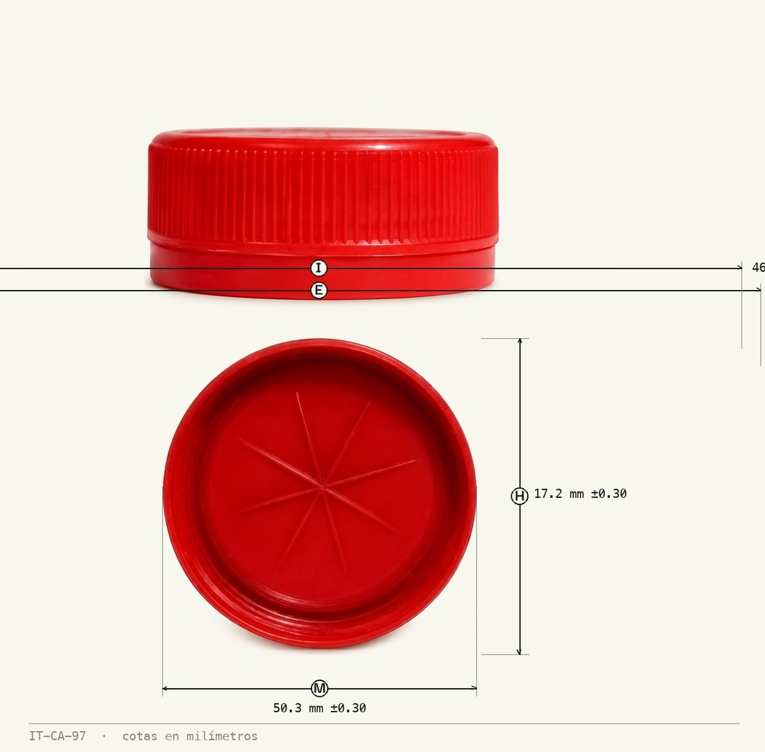 Dimensioned drawing of Tamper-Evident Cap R-48